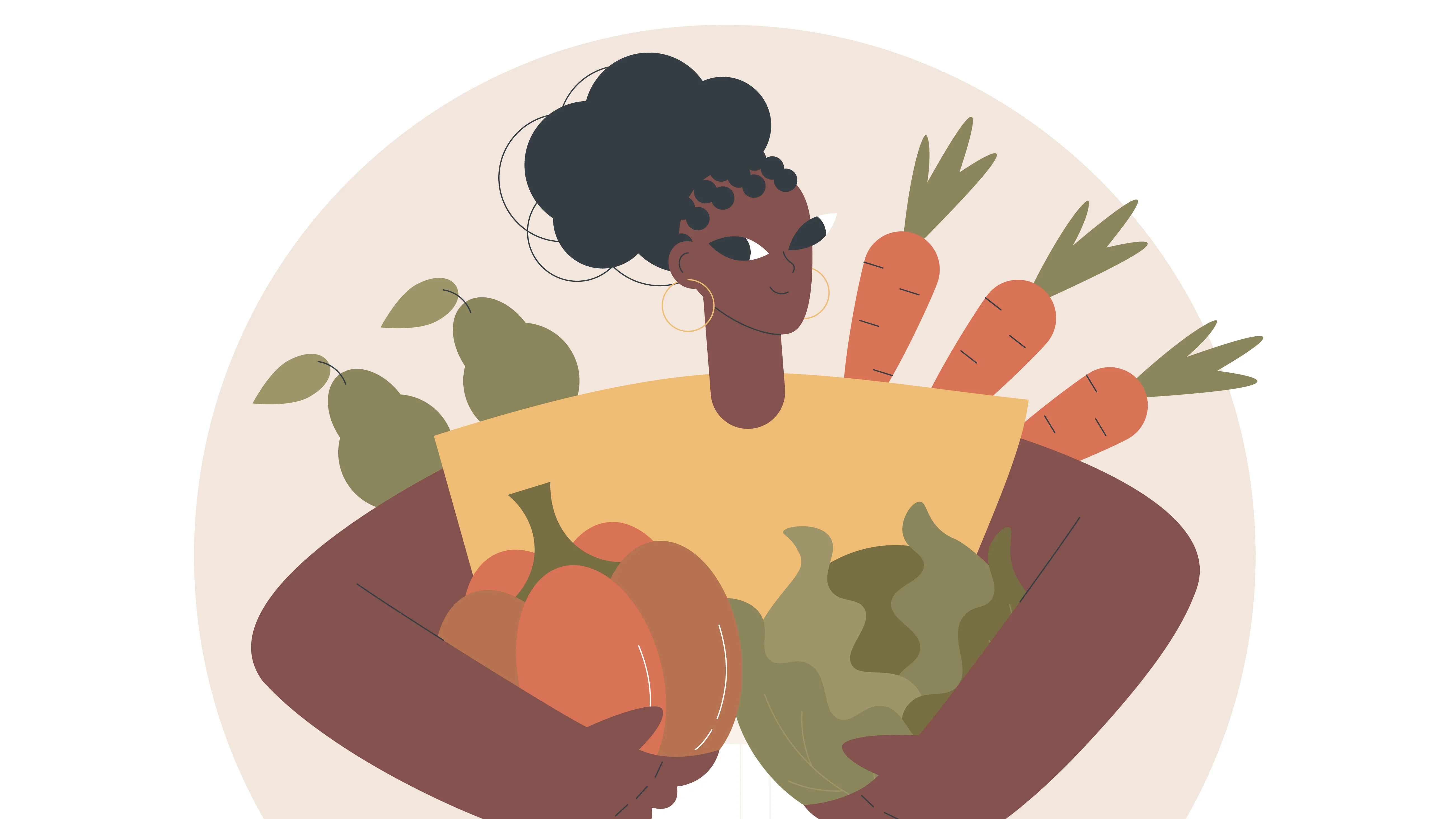 Illustration Frau mit Gemüse