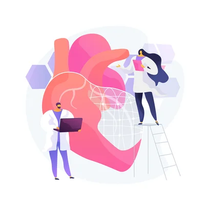 Illustration Gesundheitspersonal, Herz und Leiter